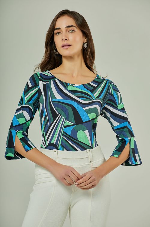 Blusa Geometric Blue e Green