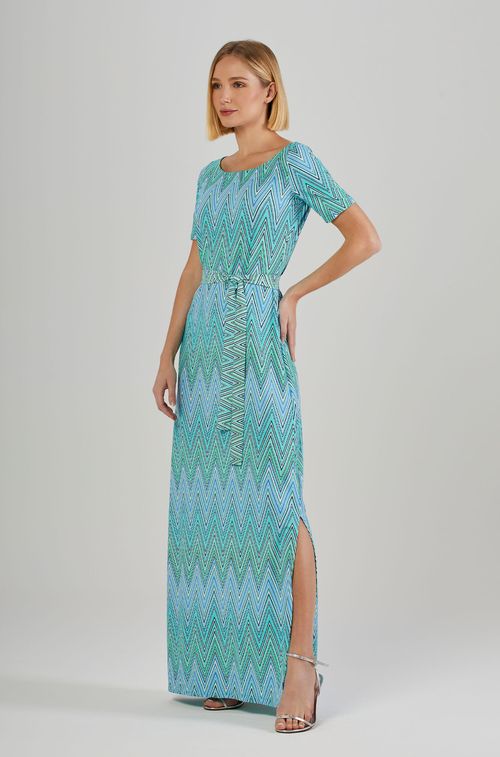 Vestido Longo Zig Zag Big Blue