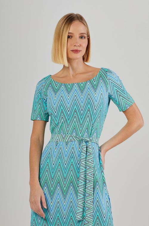 Vestido Longo Zig Zag Big Blue