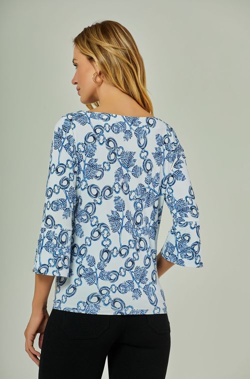 Blusa White Liens Blue