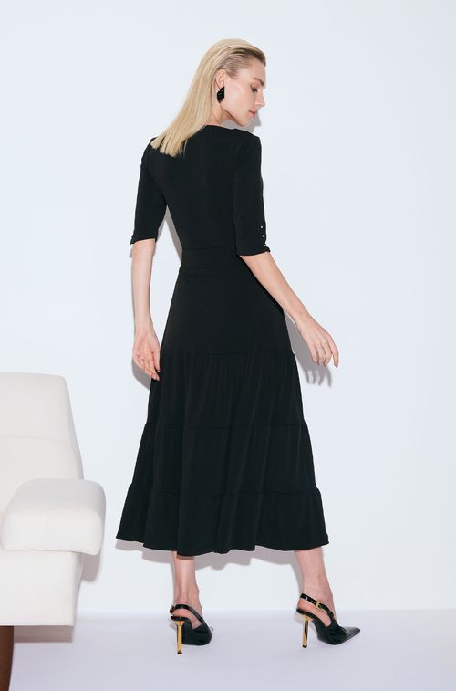 Saia Crepe Black Fivela Trança