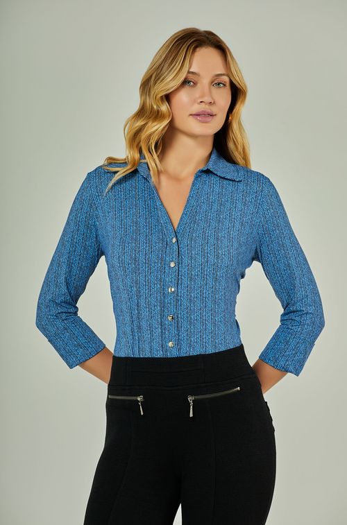 Camisa Texture Blue Black