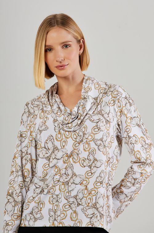 Blusa Degagê White com Butterfly Gold