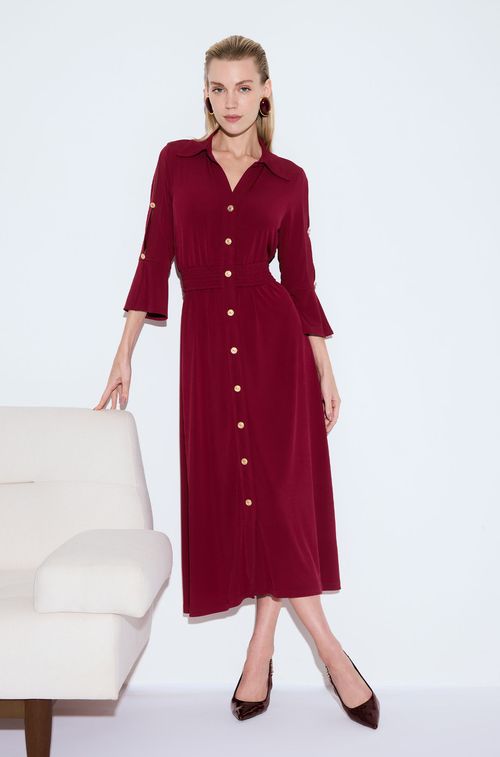 Vestido Crepe Bordeaux