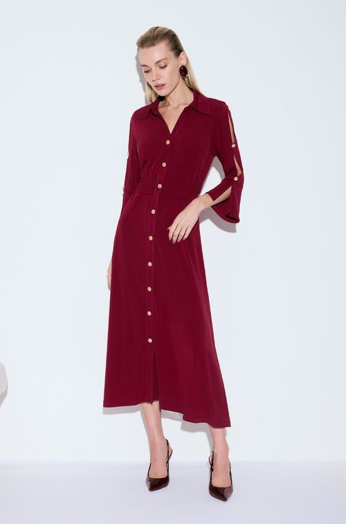 Vestido Crepe Bordeaux