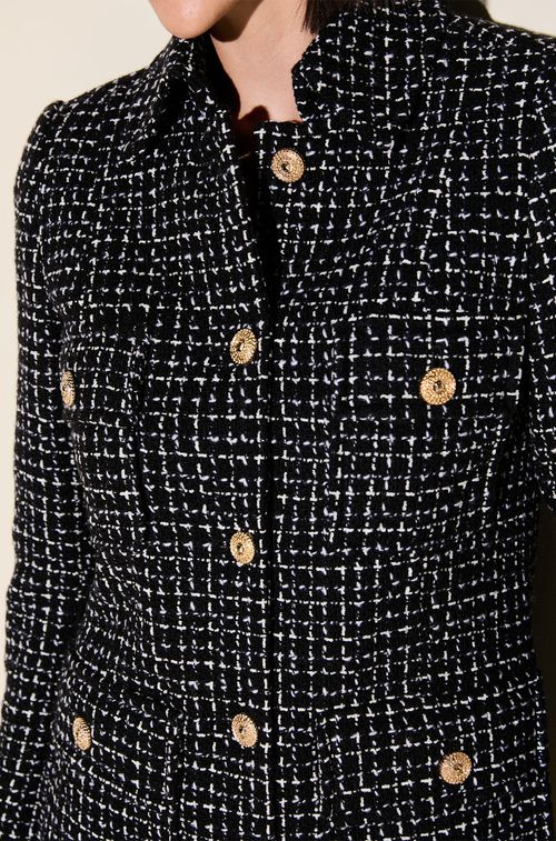 Casaco Tweed Black e White