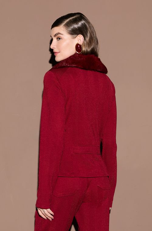 Jaqueta Firenze Bordeaux com Pele