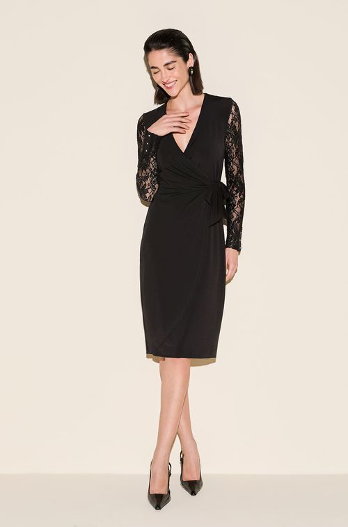 Vestido Crepe Black Renda Black