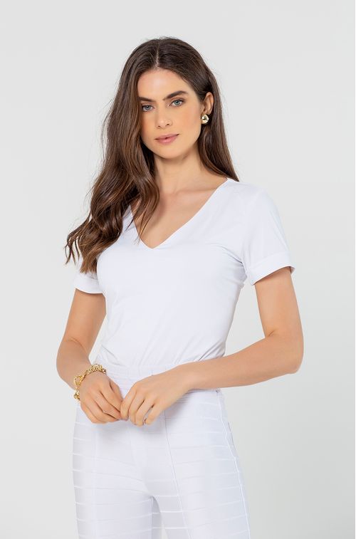 Blusa White Basic Decote V