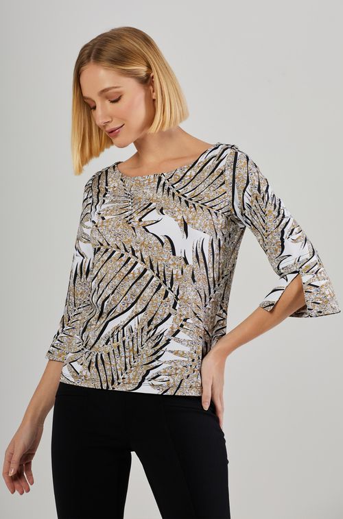 Blusa Folhagem Joia Areia