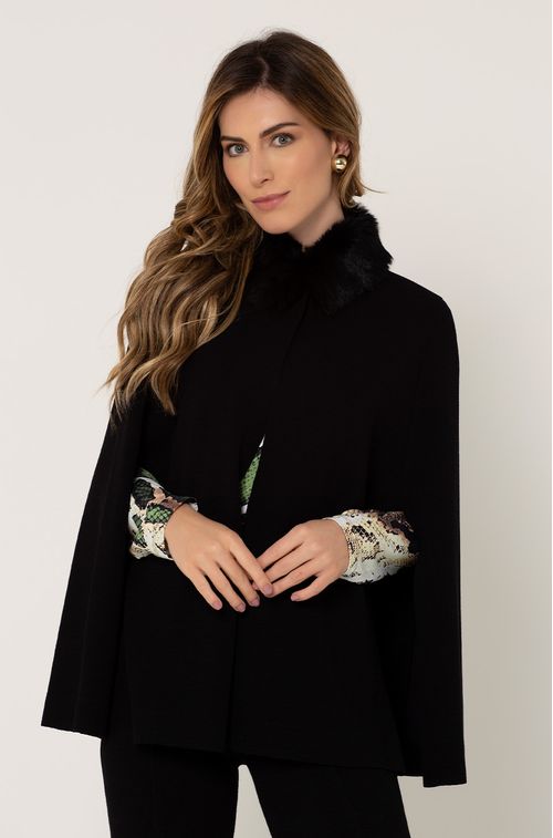 Spolverino Paris Black com Pele