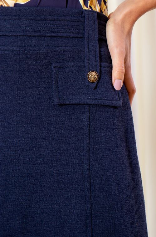 Saia Paris Navy Botão Brasão Gold