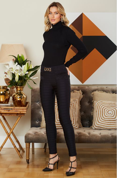 Calça Herve Black Fivela Fumê