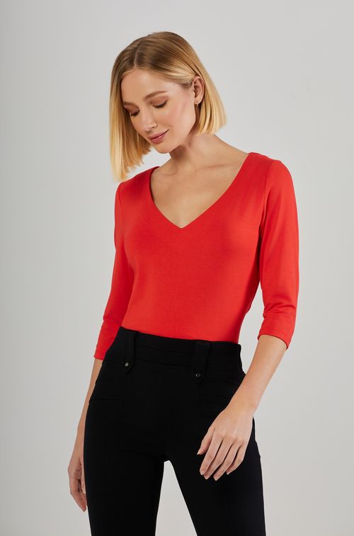 Blusa Milão Orange Decote em V