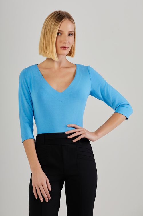 Blusa Milão Blue Decote em V