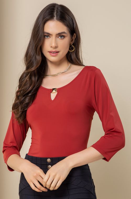Blusa Terracota com Aplique