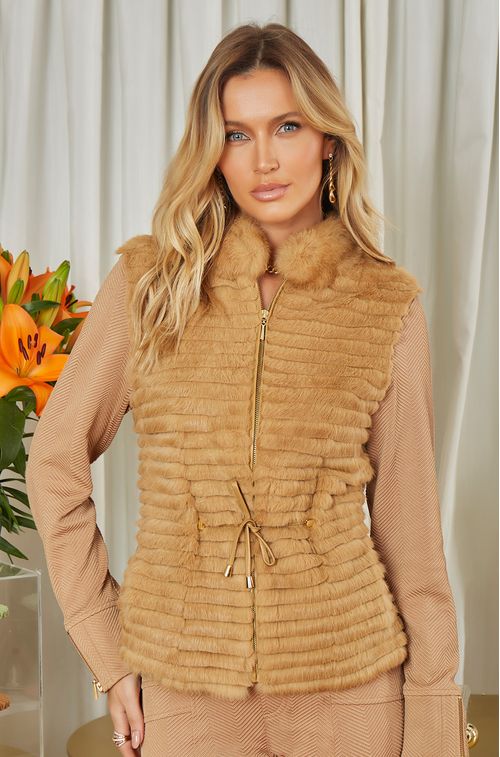 Jaqueta Firenze Camel com Pele