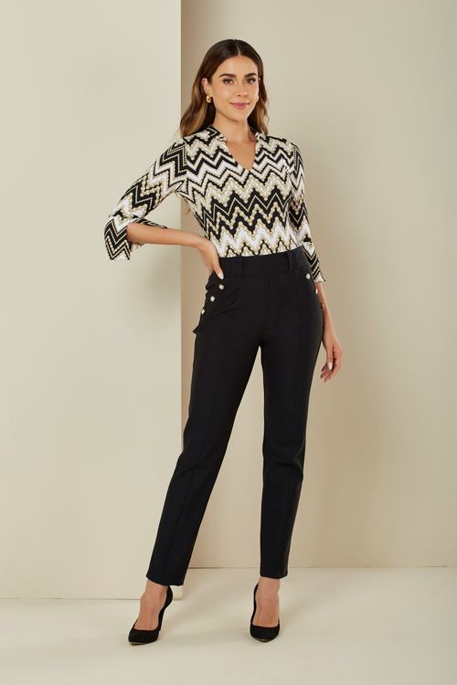 Calça Tóquio Black Botão Cristal com Black