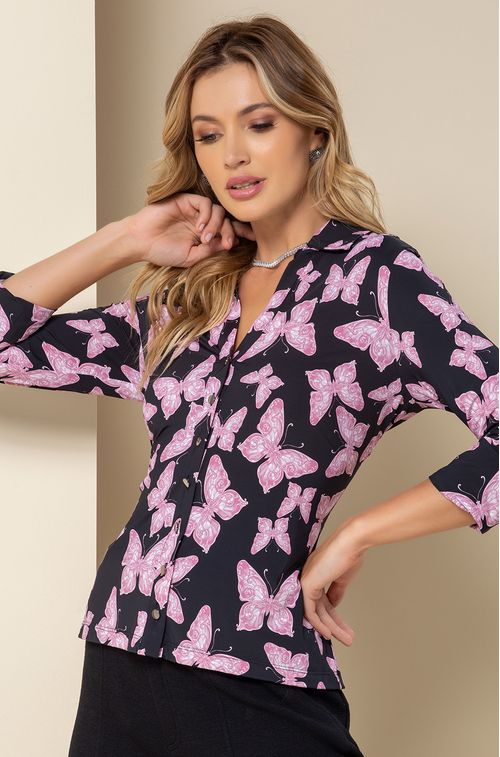 Camisa Clark Black e Rosa