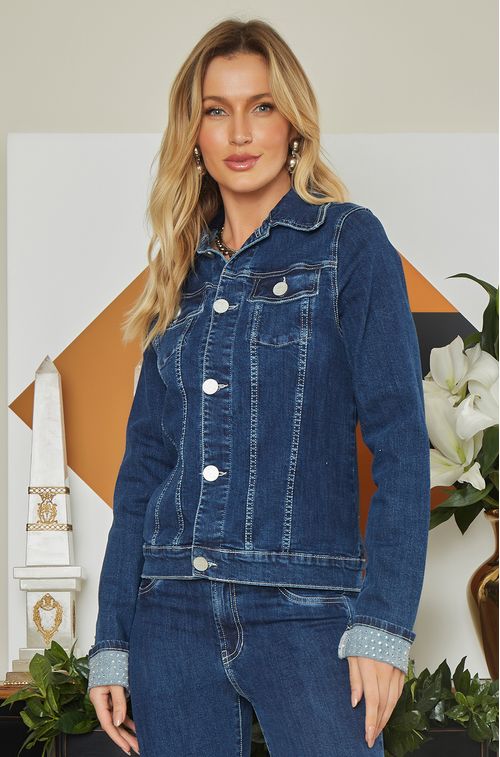 Jaqueta Blue Jeans com Cristal