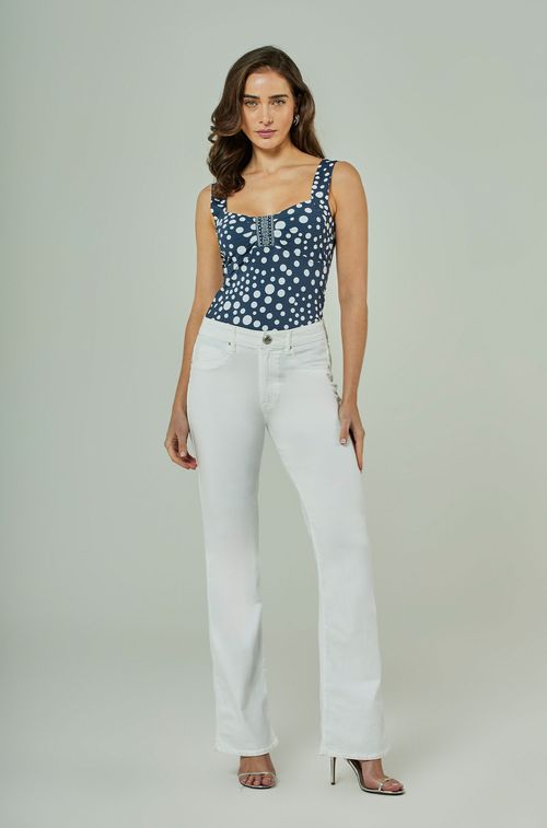 Calça White com Botões Silver Cristal