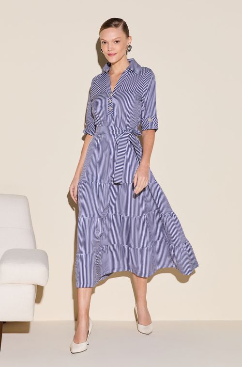 Vestido Listras Blue e White