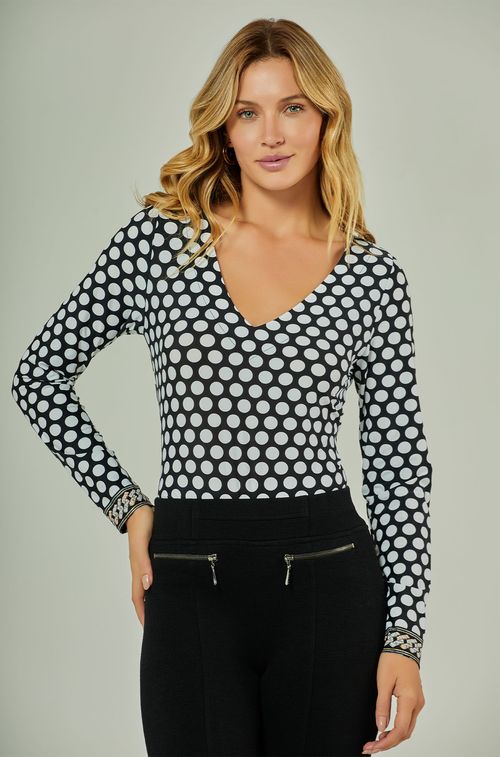 Blusa Pois Black e White