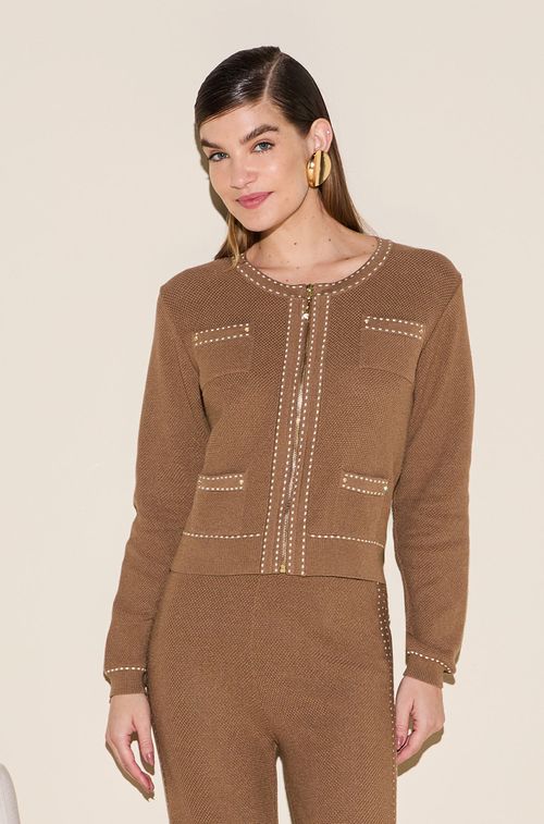 Casaco Tricot Mel e Gold