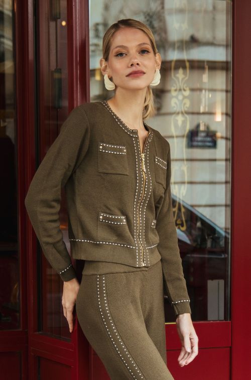 Casaco Tricot Green e Gold