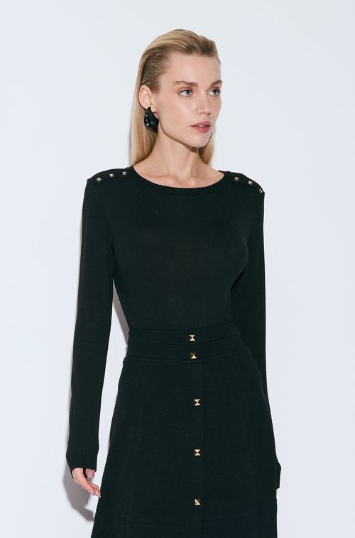 Blusa Tricot Black Spikes Gold