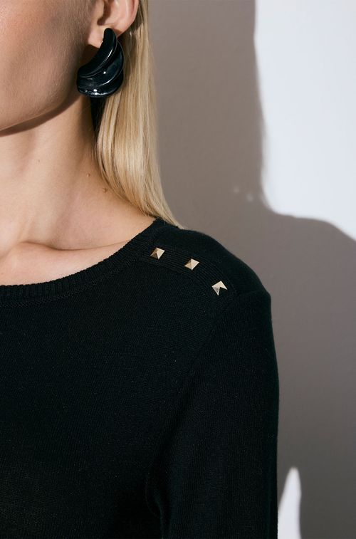 Blusa Tricot Black Spikes Gold