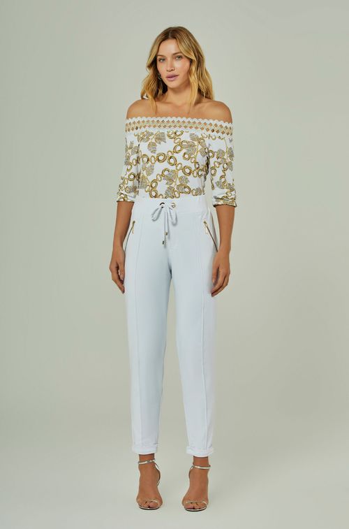Calça White Zíper Gold