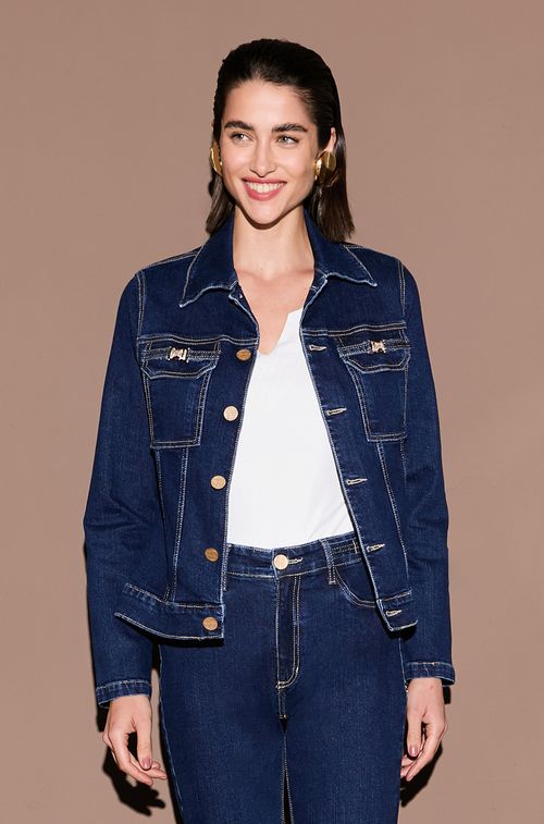 Jaqueta Jeans Fivela Cristal