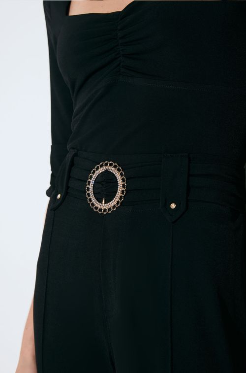 Calça Crepe Black Fivela Trança