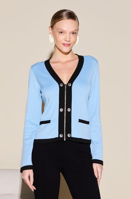 Casaco Tricot Blue e Black