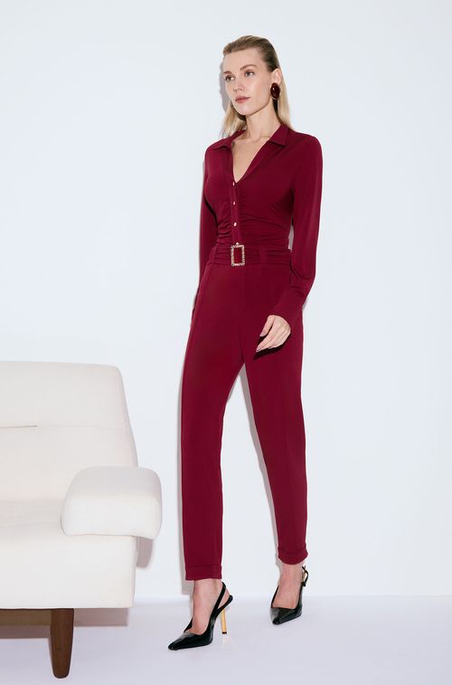 Calça Crepe Bordeaux