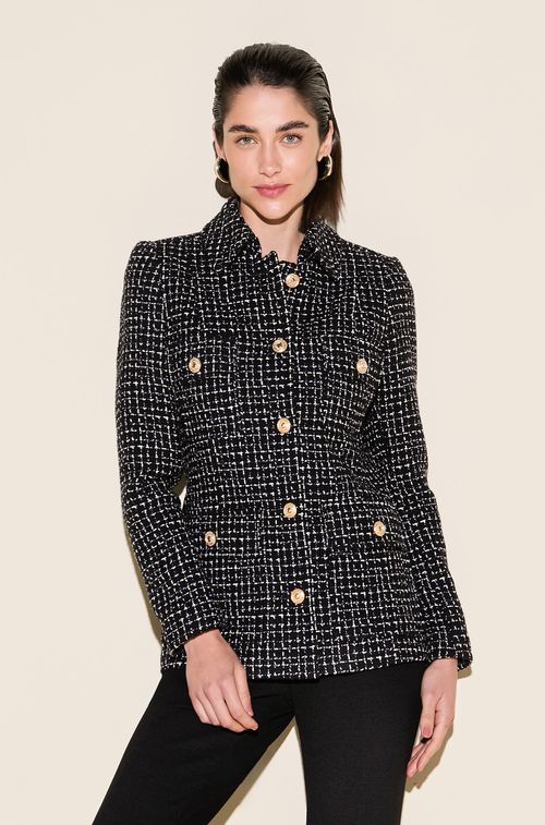 Casaco Tweed Black e White