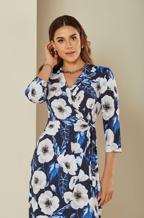 Vestido Wrap Papoula Navy