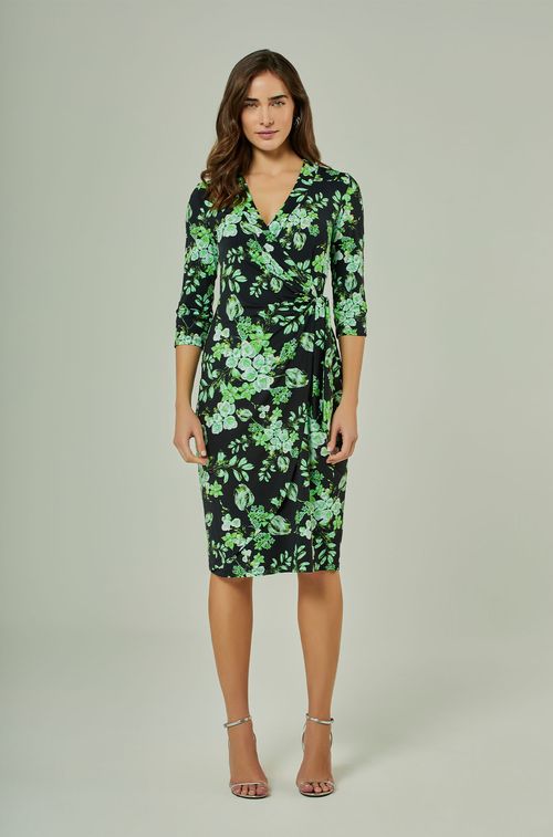 Vestido Black Flowers Green