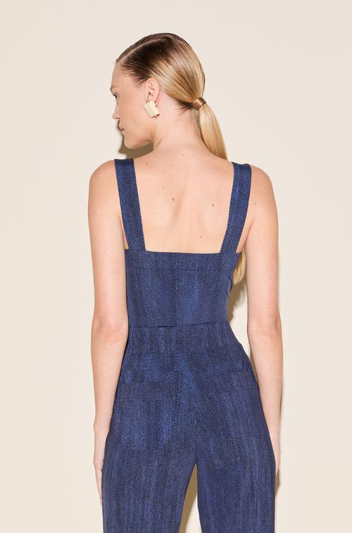 Top Dark Blue Jeans com Cristal