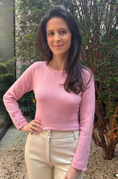 Blusa Tricot Cashmere Rose com Botões