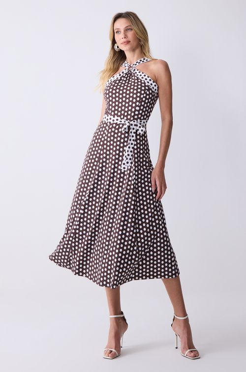 Vestido Pois Brown e White