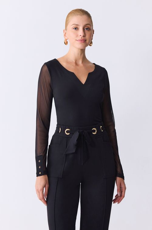 Blusa Black Manga Dubai