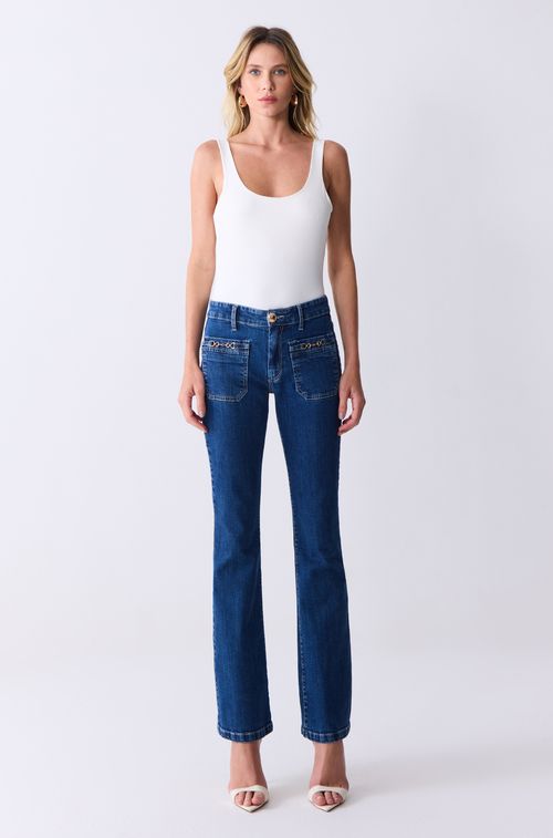 Calça Jeans com Gold