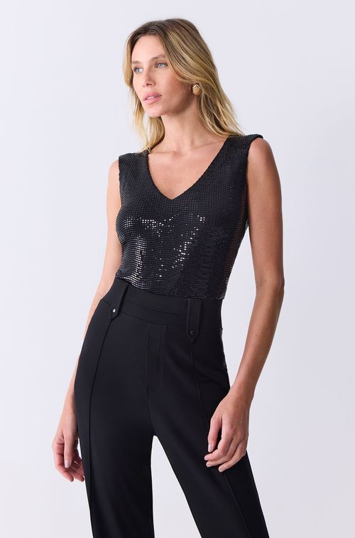 Top Mini Paetê Black