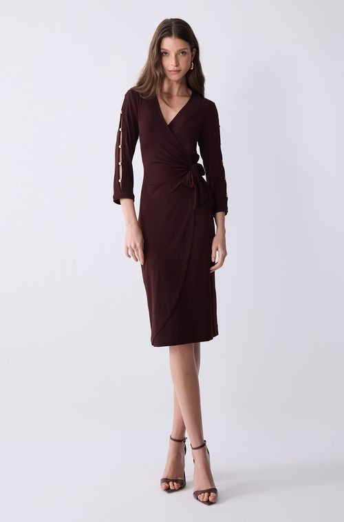 Vestido Crepe Brown