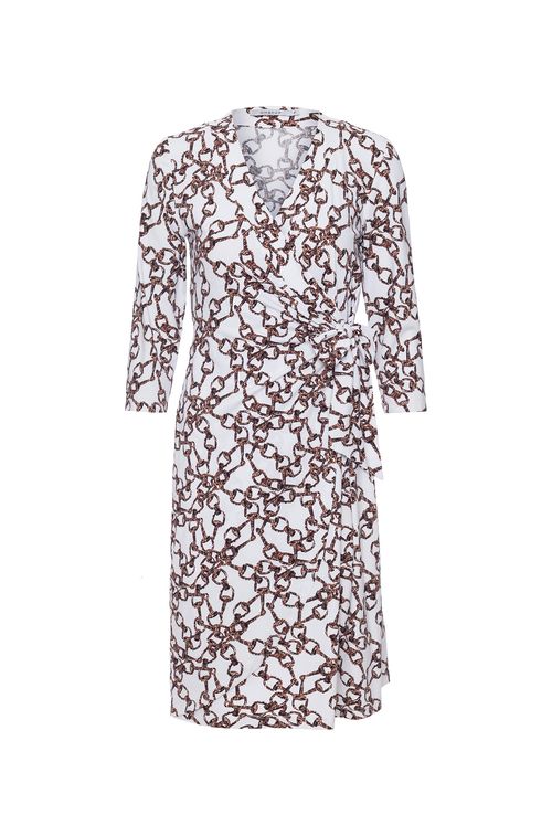 Vestido Wrap White Liens Brown