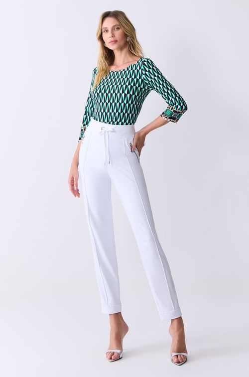 Calça White Zíper Silver