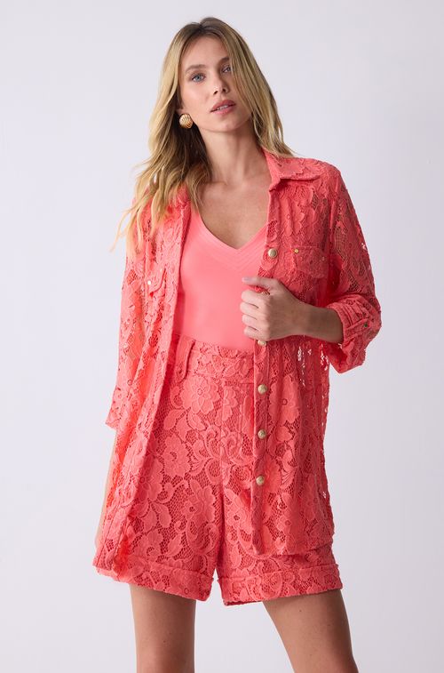 Camisa Chemise Renda Podange