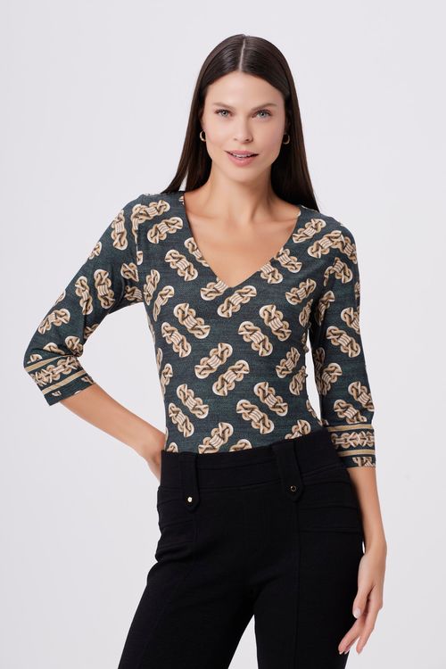 Blusa Basic Texture Jeans Green